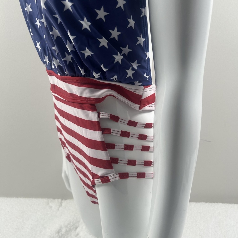 Aqua Eve Swimsuit Womens Medium USA Flag Star Stripe Halter One Piece Patriotic - Picture 8 of 13
